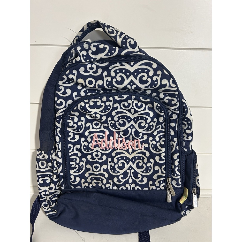 "Addison" Embroidered Blue Backpack